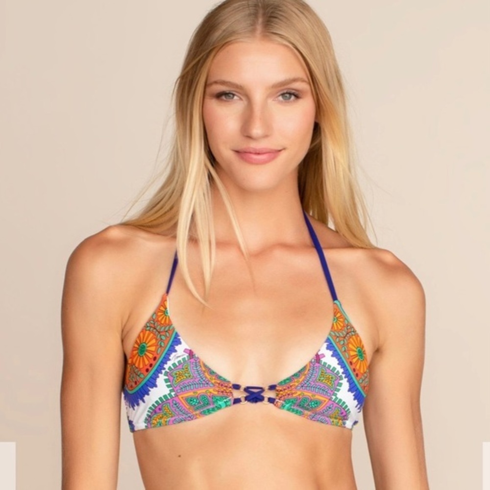 Trina Turk Pacific Paisley Tie Front Triangle 10
